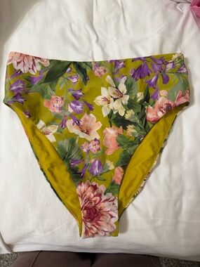 Express High-Waist Floral Bikini Bottoms in Olive Green and Purple
